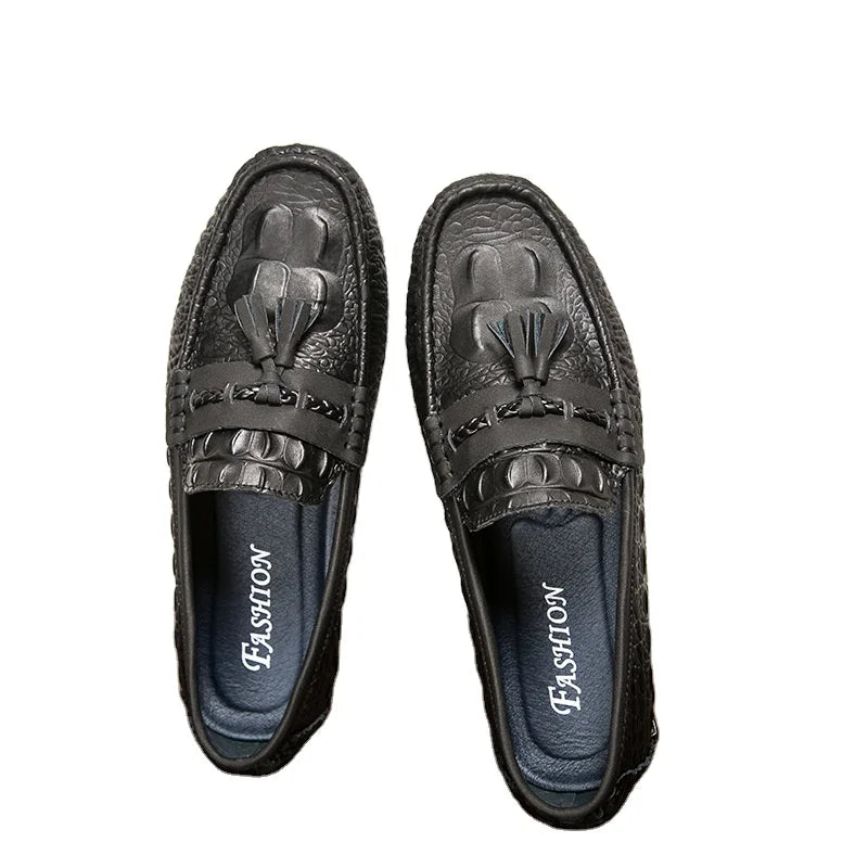 Men's Solid Colour Fashion Soft Bottom Casual Shoes Square Toe Trendy Men's Shallow Mouth Loafers High Quality Men's Flat Shoes