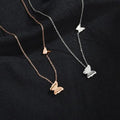 Minimalist Gold Plated Small Butterfly Necklace Stainless Steel Simple Tiny  Double Butterfly Choker Necklace
