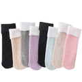Women's Plush Lined Polyester/Spandex Thermal Socks-Thick Warm Insulated Crew Socks with Solid Color for Cold Weather