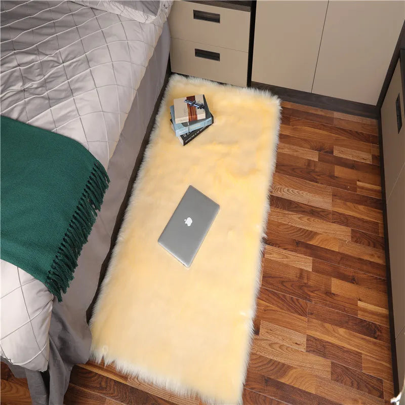 Soft Fluffy  Faux  Fur  Shaggy Area Rugs Rectangle Fake Sheepskin Fur Rugs and Carpets Customised Sizes