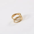 Tarnish Free High End 18K Gold Plated Three Circle Cross Statement Rings for Women Stainless Steel Jewelry