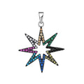 Custom Wholesale Trendy Rhodium Plated Women Gifts Designer Sterling Silver Black Gold Plated Zircon Coloured Star Pendant 925
