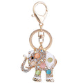 Fashion Oil Drop Enamel Animal Elephant Keychain Gold Plated Rhinestone Elephant Key Chain for Gift