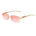 Cheetah Decorated Frameless Rectangular Sun Glasses Retro Metal UV400 Gold Silver Luxury Sunglasses for Men Women