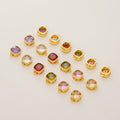 18K Gold Plated Brass Pendant Colorful Charms for Jewelry Making Two Circle Square Zircon Pendant