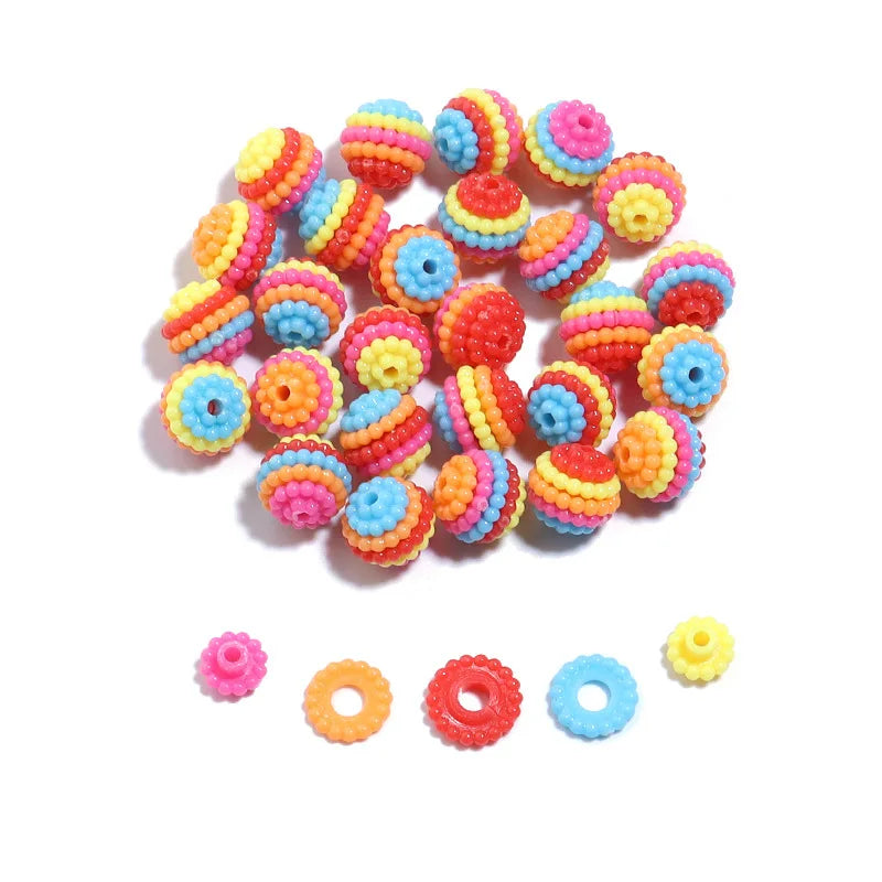 Wholesale DIY 100 PCS/Bag Baseball Ball Hole Loose Beads 10mm ABS Five Colors Bayberry Bead for Jewelry Making