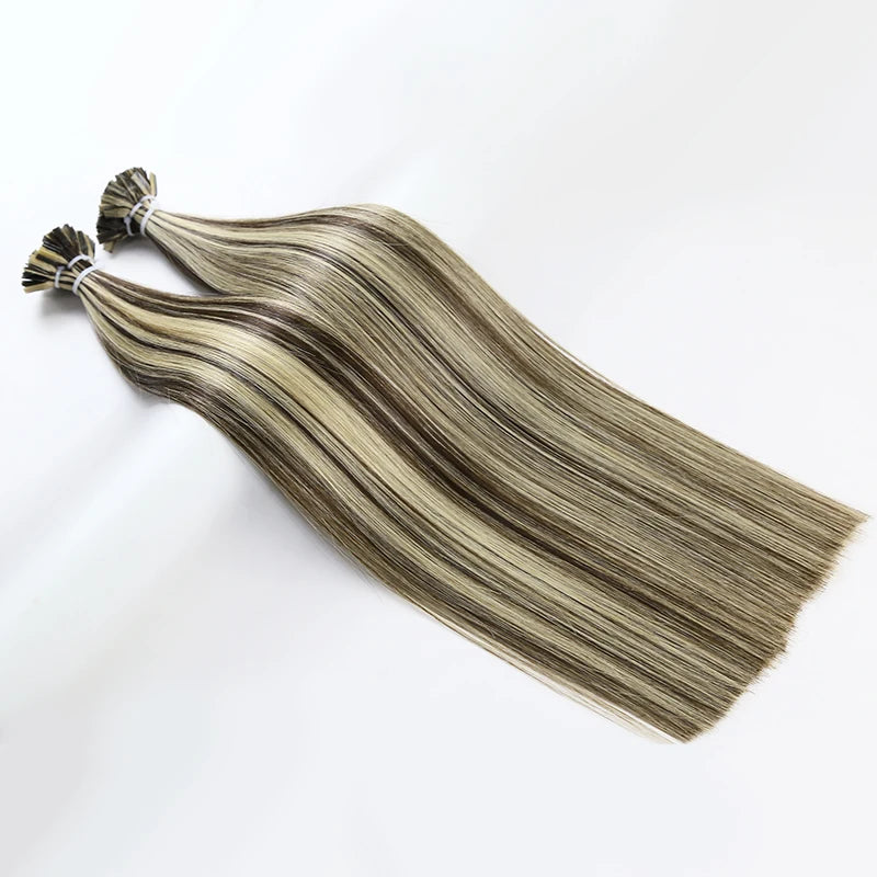 Raw Keratin Double Drawn Virgin Tip Human Hair Extensions Italy Keratin Pre-bonded Hair Extensions Flat Tip Hair