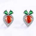Exquisite Carrot Style Fruit Collection Earring S925 Silver Earrings Zircon Stud Earrings for Girls
