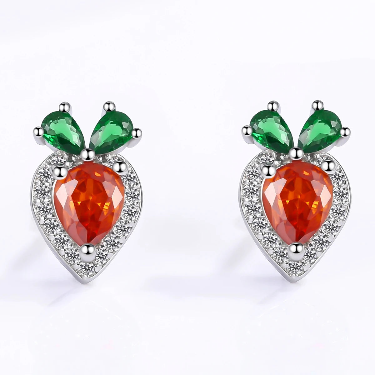 Exquisite Carrot Style Fruit Collection Earring S925 Silver Earrings Zircon Stud Earrings for Girls