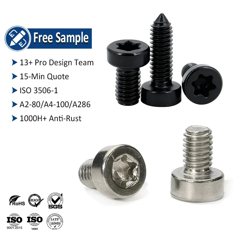 Torx Socket TX Low Cap Bolt Screw ISO 14580 M3 M4 M5 M6 A2 Stainless Steel Machine Thread Screws Cup Head Screws