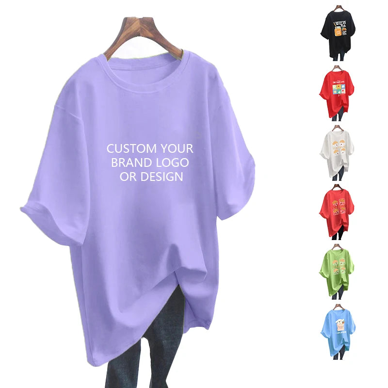 Women's Summer Fashion O-Neck Loose Casual Short Sleeve White T-Shirt Eco-Friendly Custom Print Breathable Knitted Wholesale