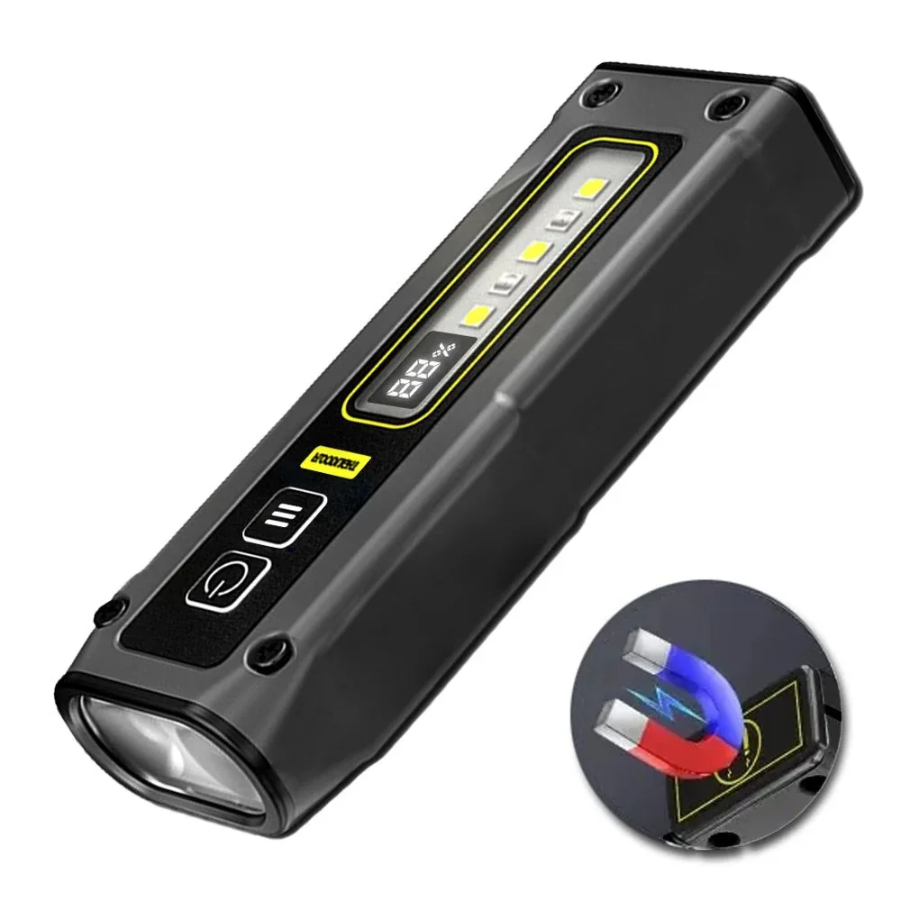 Portable Rechargeable LED Flashlight Outdoor Camping Fishing EDC Work Mini USB-Charged Strong Magnets ABS Body COB UV