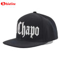Customized Embroidery Trendy 6 Panel Black Hat with White Lettering Character Design Outdoor Party Snapback High Quality