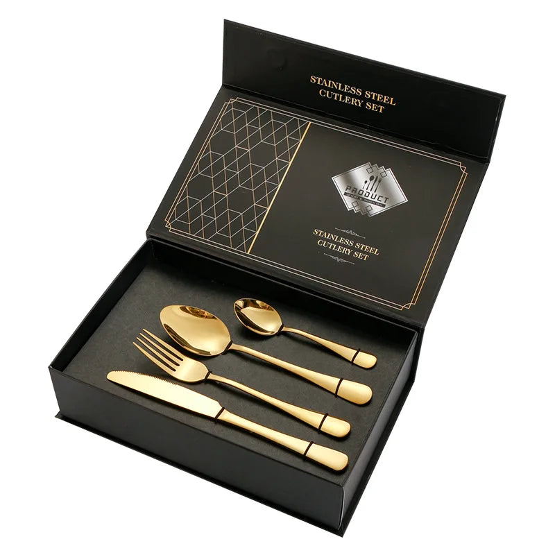 Creative PVD Stainless Steel Party Flatware Set 24 Pcs Rainbow Silverware Cutlery Set with Gift Box
