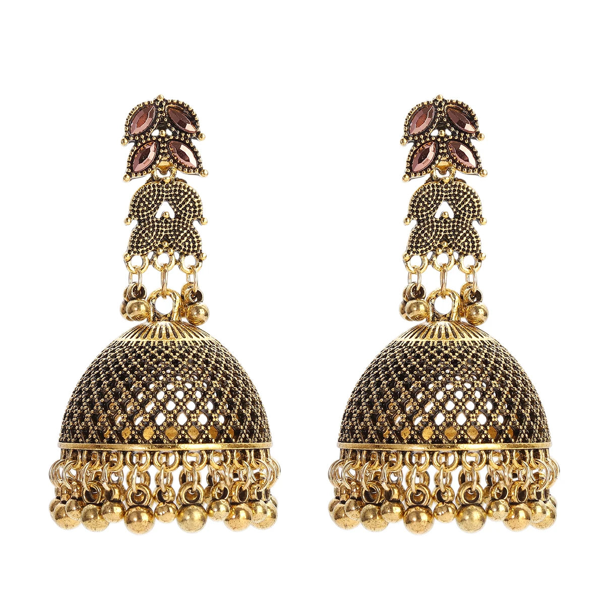 Vintage Tassel Drop Bell Dangle Earrings Indian Jhumka Earrings Retro Jewelry for Women Boho Ethnic Jewelry