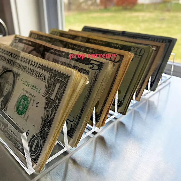 Custom Acrylic Cash Organizer 7 Section Clear Acrylic Money Organizer Desktop Acrylic Cash Holder with Foot Pad