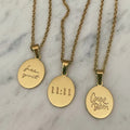 Personalized Jewelry  Custom Number English Pendant Necklaces 18k Gold Plated Women Men Stainless Steel Oval Engraved Necklace