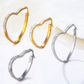 Stainless Steel Cubic Zirconia Crystal Earrings Cz Heart Hoop Earring 18k Gold Plated Rhinestone Hoop Earrings for Women
