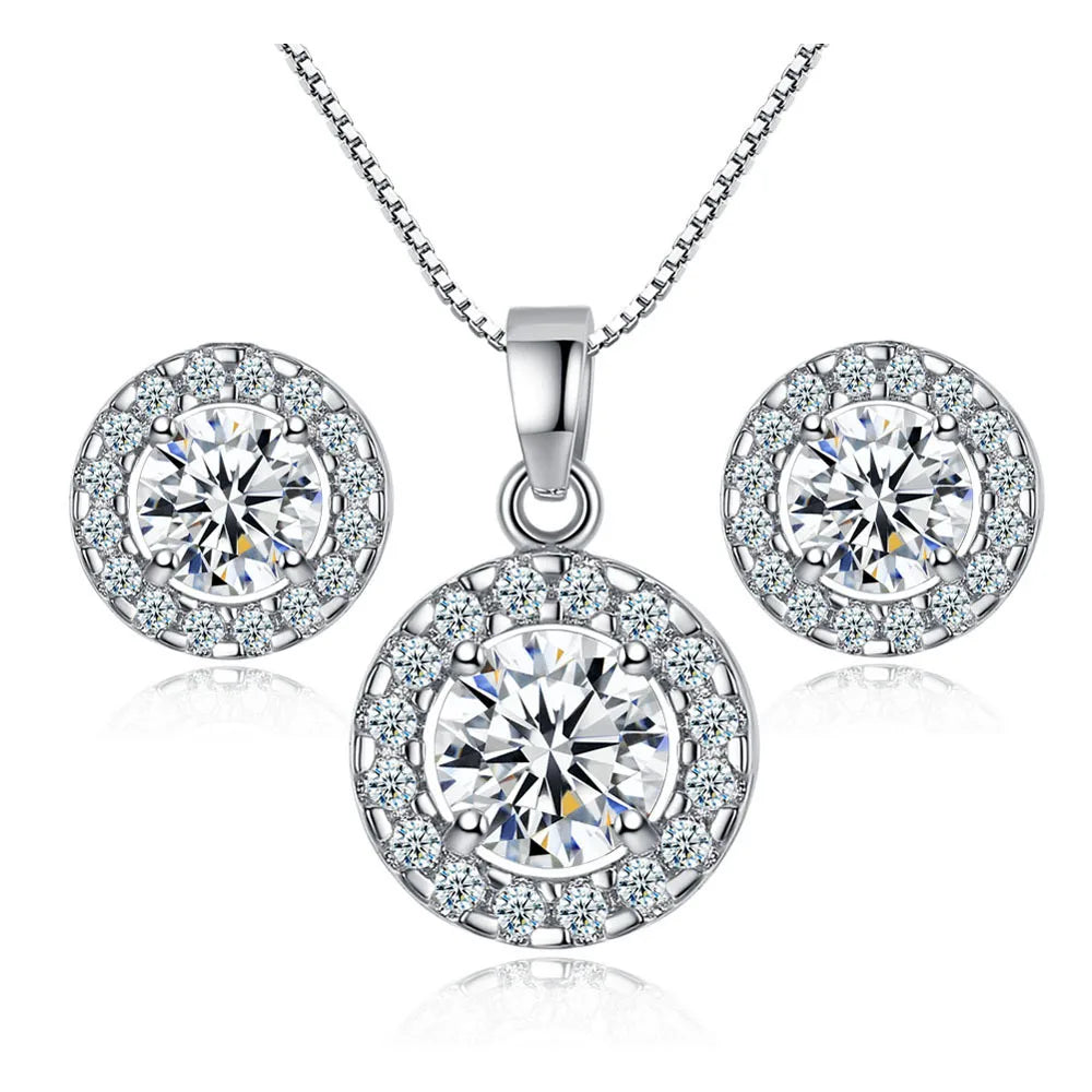 Silver Antioxidant Earring and Necklace Bridal Jewelry Set Luxury Fashion Jewelry Sets Necklace Women