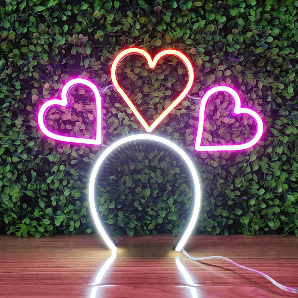 Drop Shipping Event Signage Neon Sign Headband Red Heart Yarn Drop Shipping Neon Sign Led Headbands