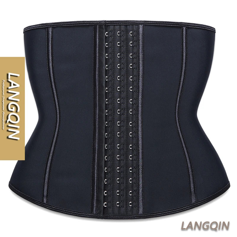 LangQin Colombian Glitter Women's 9 Latex Strap Sweat Steel Bones Firm Control Slimming Corset Cincher Anti-Bacterial Quick Dry