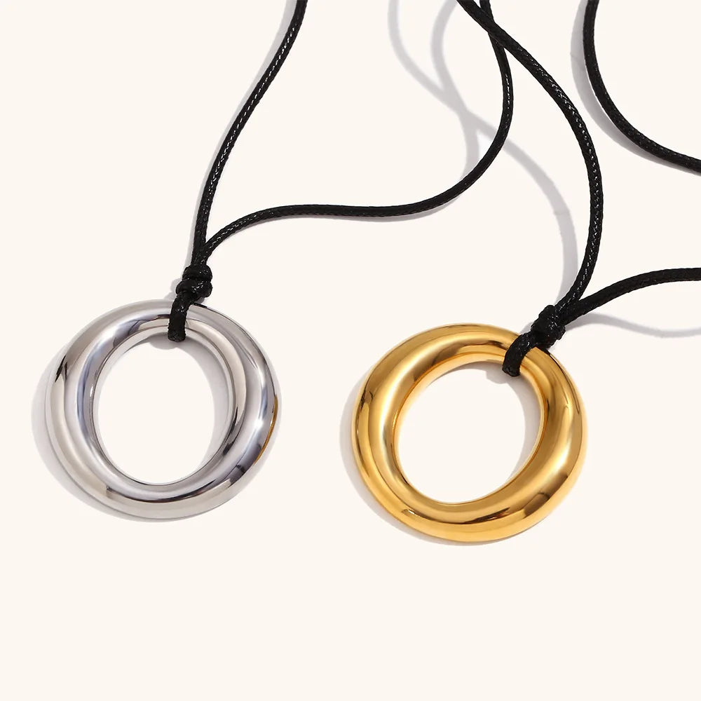 Stainless Steel Vintage Fashion Gold Plated O-Shaped Circular Pendant Necklace Custom LOGO O Pendant Necklace