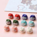Cute 10.2*8.8mm Handmade Graffiti Smile Lucky Cat Ceramic Clay Porcelain Loose Beads DIY Earrings Necklace