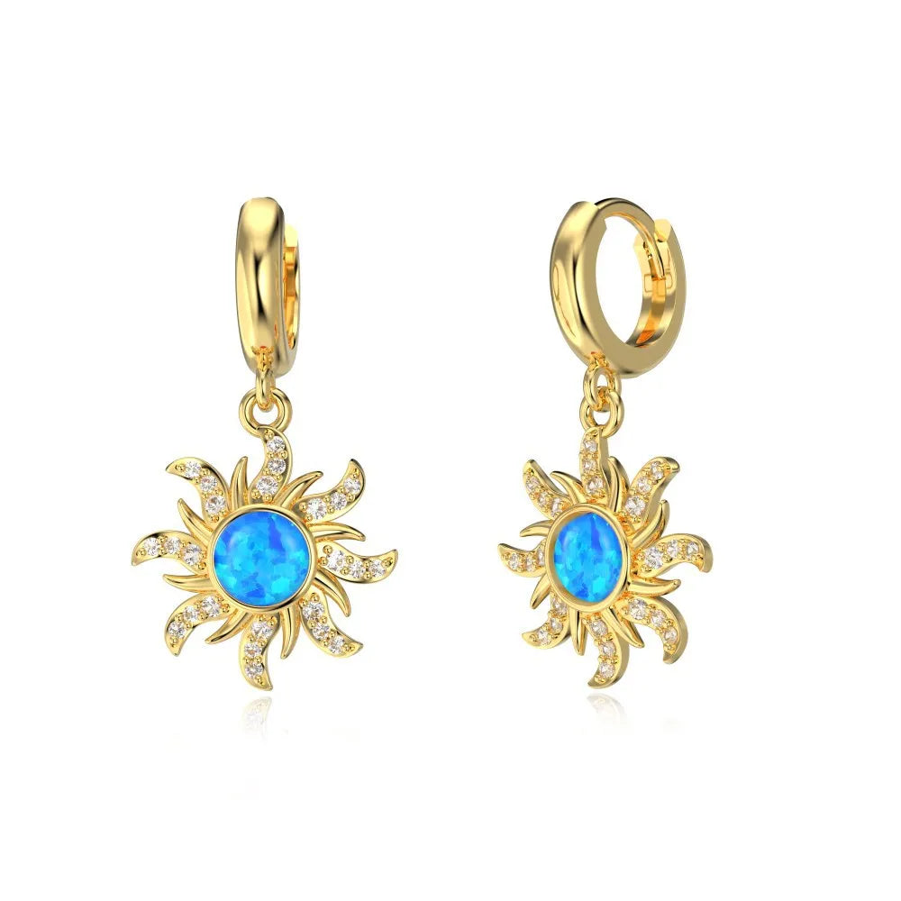 S925 Silver Opal Zircon European and American Temperament Ins Style Light Luxury Jewelry Womens Tragus Earrings Sale