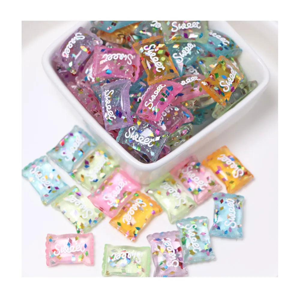 Glitter Inside 3D Sweet Candy Valentine's Day Resin Flatback Cabochons Scrapbook DIY Hand Crafts Ornaments