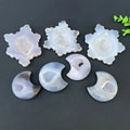 Natural Agate Geode Snowflake Hand Carved Druzy Agate Snowflake Carving for Christmas Decoration