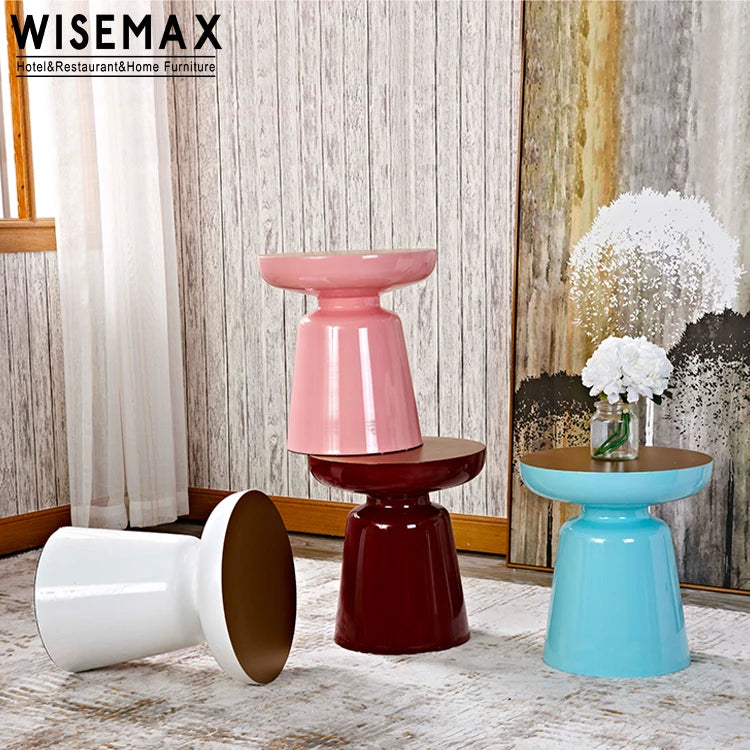 WISEMAX FURNITURE pink White Round Bell Shape Coffee Table Corner Table Living Room Furniture Small Bed Side Table for Bed Rooms