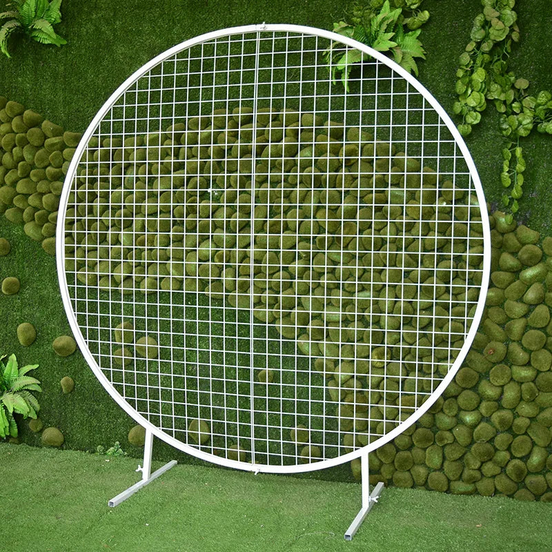 Y-Q049 Wholesale Wedding Event Decoration Mesh Flower Arch Gold White Balloon Arch 2m Round Metal Arch Wedding