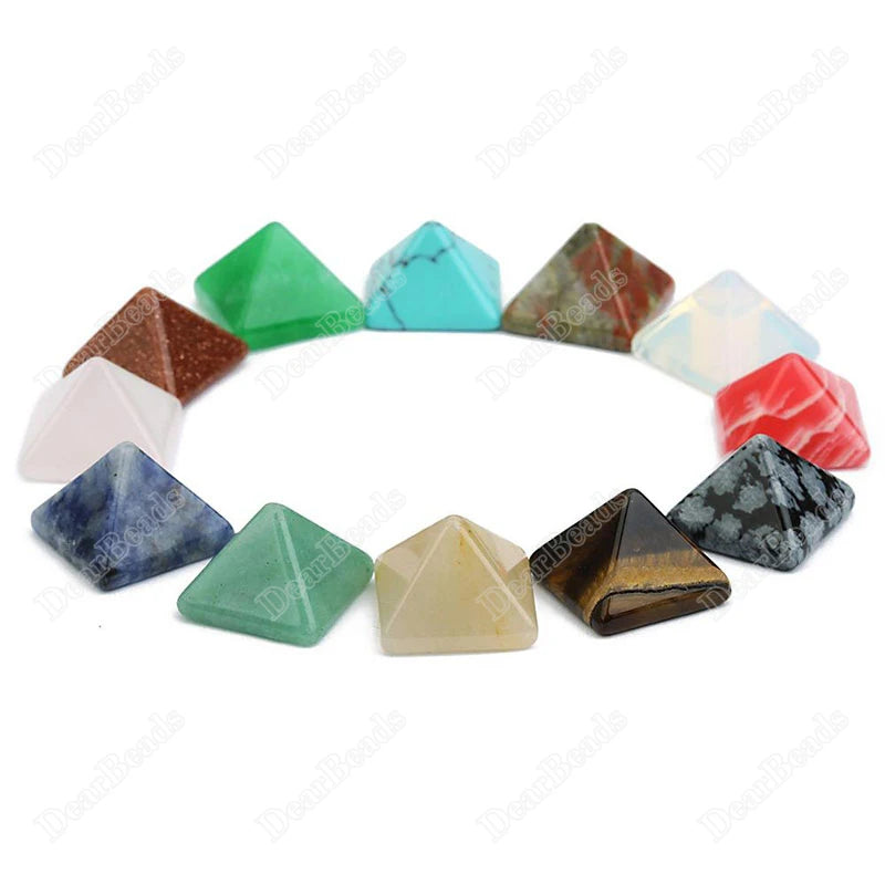 New Bulk Natural Gemstone Pyramid Shape Mix-colors Geometry Shape for Decoration Jewelry Making