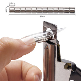 2-in-1 Custom Round 3D Puff Nail Brush Magnetic Nail Polish Tools with Wholesale False Tips Edge Cutters for Manicure
