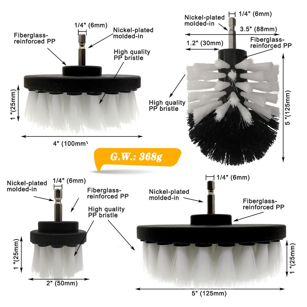 Power Scrubber Brush Set for Bathroom Cleaning Long-Attached Drill Carpet Cleaning Removable Car Polishing Pad Kit Hand Style