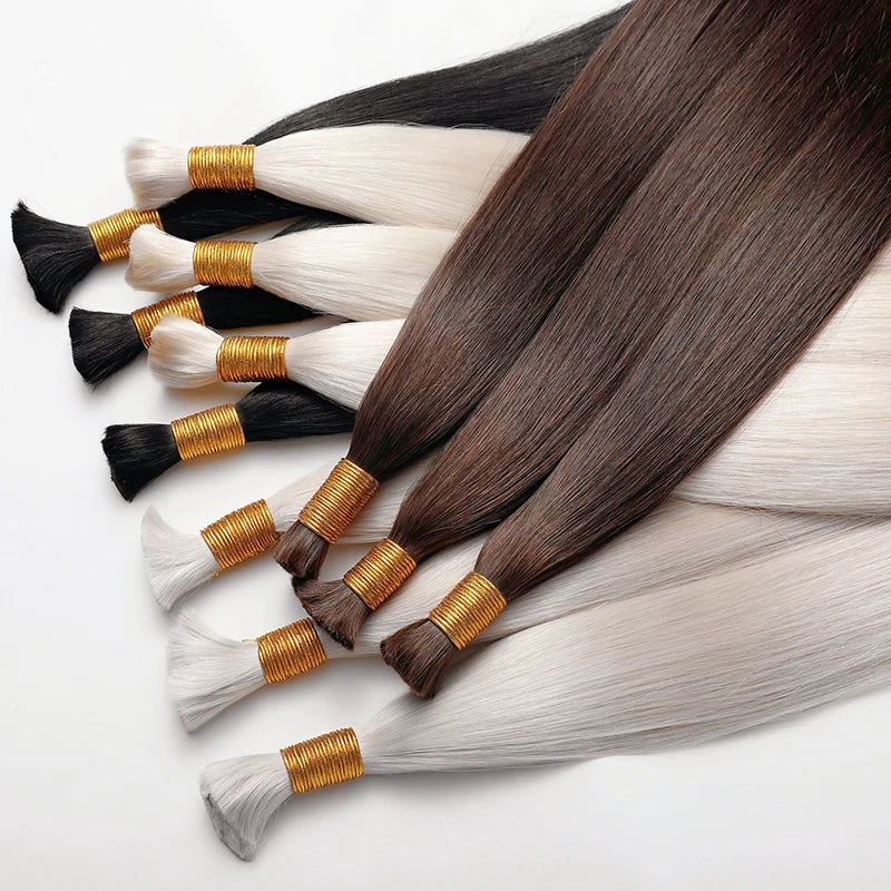 Double Drawn Straight Soft Reel Russian Blonde Hair Bundles Full Cuticle Aligned Virgin Raw Remy 100% Human Bulk Hair Extensions