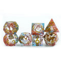 7 PCS Polyhedral Red Dice Set with Gold Number for Dungeons and Dragons D&D Role Playing Table Games