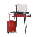 OBXO Factory Professional Artist Cosmetic Case 4-Wheel Rolling Makeup Case 8 LED Lights Zipper Closure Fruit National Design