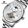 Forsining Luxury Design Water Resistant Stainless Bracelet Men Wrist Watch Gift Fast Ship Automatic Mechanical Moonphase Watches