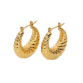 Nickel&lead Free 316L Stainless Steel Unique Texture Circle Gold Statement Earring Chunky Croissant Hoop Earrings for Women