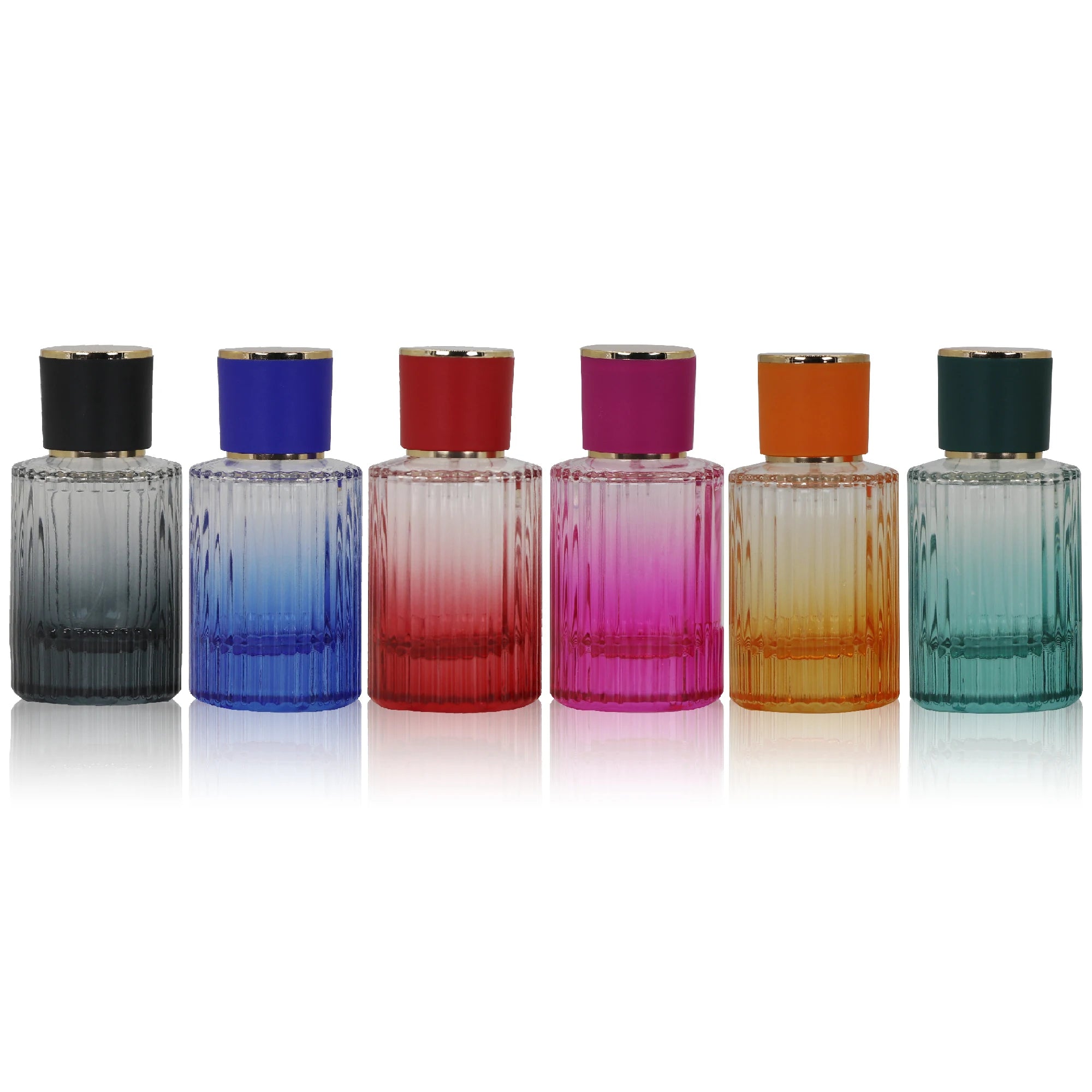 Stock Popular 30ml50ml100ml Refillable Screw Off Vertical Stripes Gradient Painting Cylinder Glass Perfume Bottle