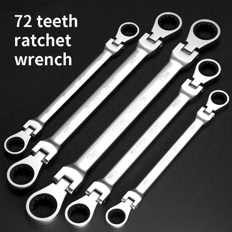 Professional Chrome Vanadium Double Hand 72 Teeth 8-19mm Ratchet Wrench Combination Ratchet Wrench