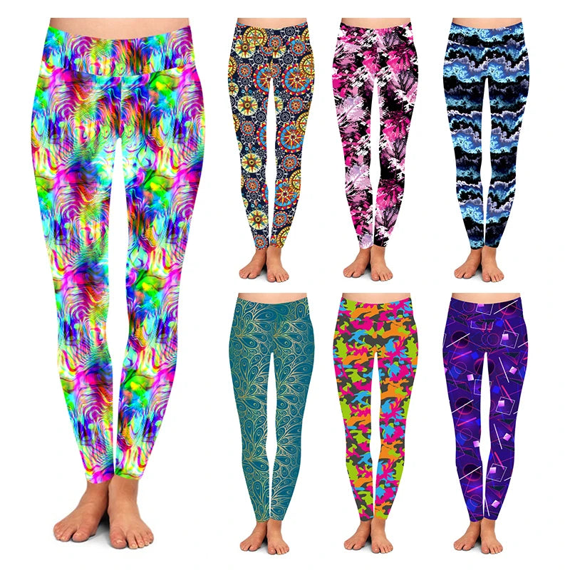Latest Design Abstract Geometric Digital Print Fitness High Waist Gym Fitness Sport Leggings for Women Lady Girls