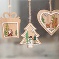 Small Wooden Hollow Christmas Tree Pendant with Pentagram Bell for Christmas Decorations and Gifts