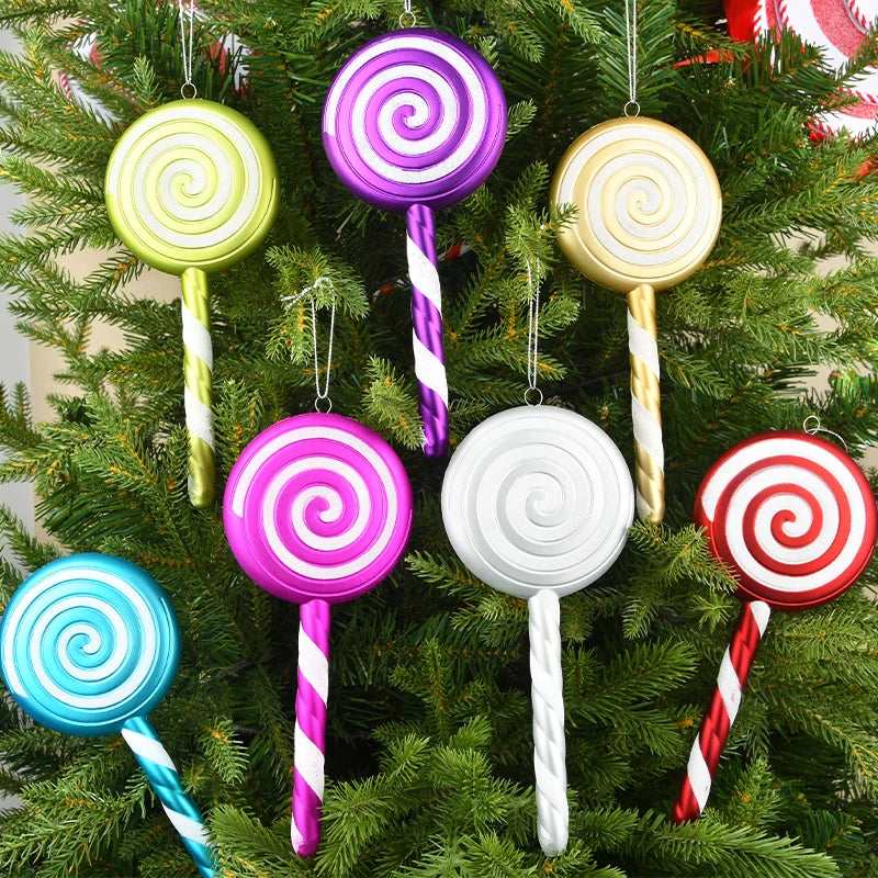 Modern 20cm Christmas Tree Pendant Props Lollipop Window Christmas Decorations for Home Scene Layout Collocation MOQ 50pcs