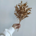 Q-5578 Artificial Eucalyptus Golden Leaves Bundle for Wedding Home Decoration