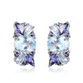 Abiding Natural Mystic Quartz Sky Blue Topaz Gemstone Flower Sterling Silver Jewelry Korea Earring Charm Earrings MegaBDM