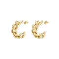 Women's Waterproof Non-Tarnish Stainless Steel 18K Gold Plated Braided Rope Hollow Open Link Chain Hoop Earrings Wedding Gift