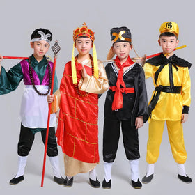 Children's Journey to the West Costumes for Four People Tang Monk Sun Wukong Pig Bajie Performance Costumes Beauty Monkey King