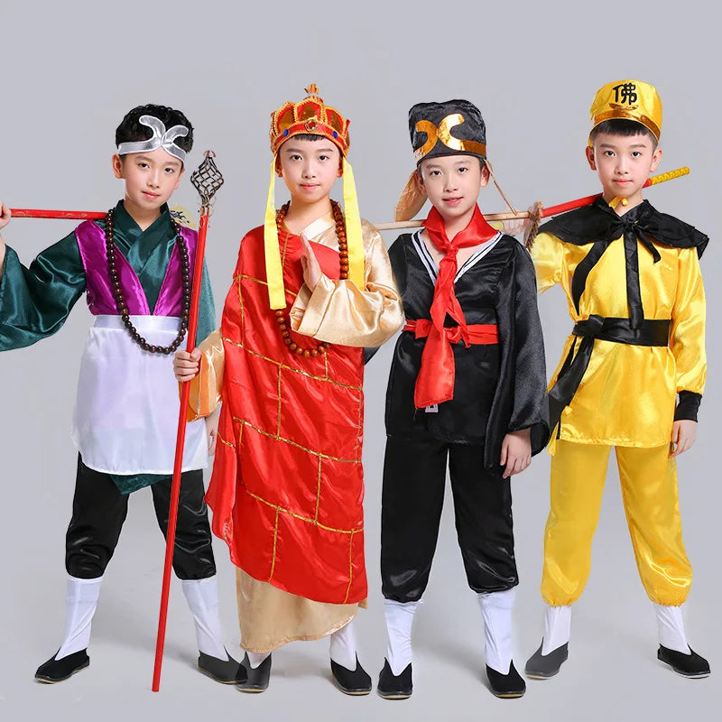 Children's Journey to the West Costumes for Four People Tang Monk Sun Wukong Pig Bajie Performance Costumes Beauty Monkey King